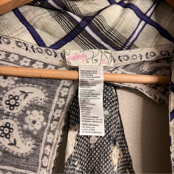 FREE PEOPLE American Pie Kimono One Size. Boho Americana Little Bird Mixed Print - Picture 3 of 6
